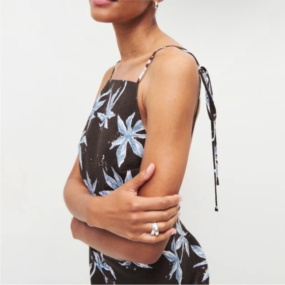 Reformation Linen Date Palm Floral Halter midi Dress NEW - Picture 4 of 7